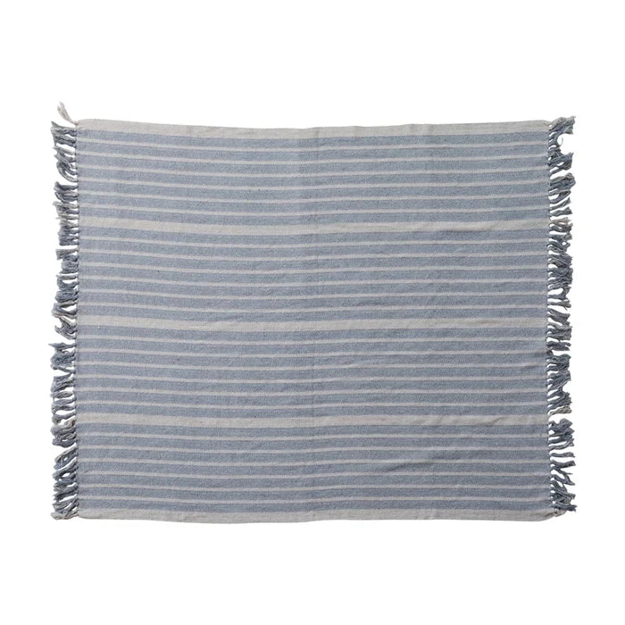 Blue Stripe Throw with Fringe - Madison's Niche