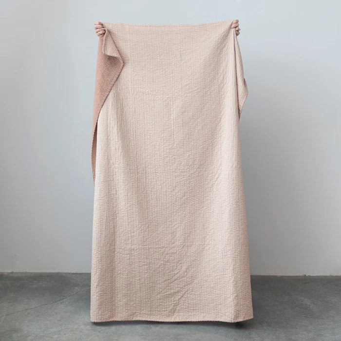 Blush Velvet Kantha Stitch Throw - Madison's Niche