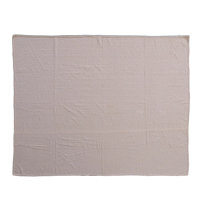 Blush Velvet Kantha Stitch Throw - Madison's Niche