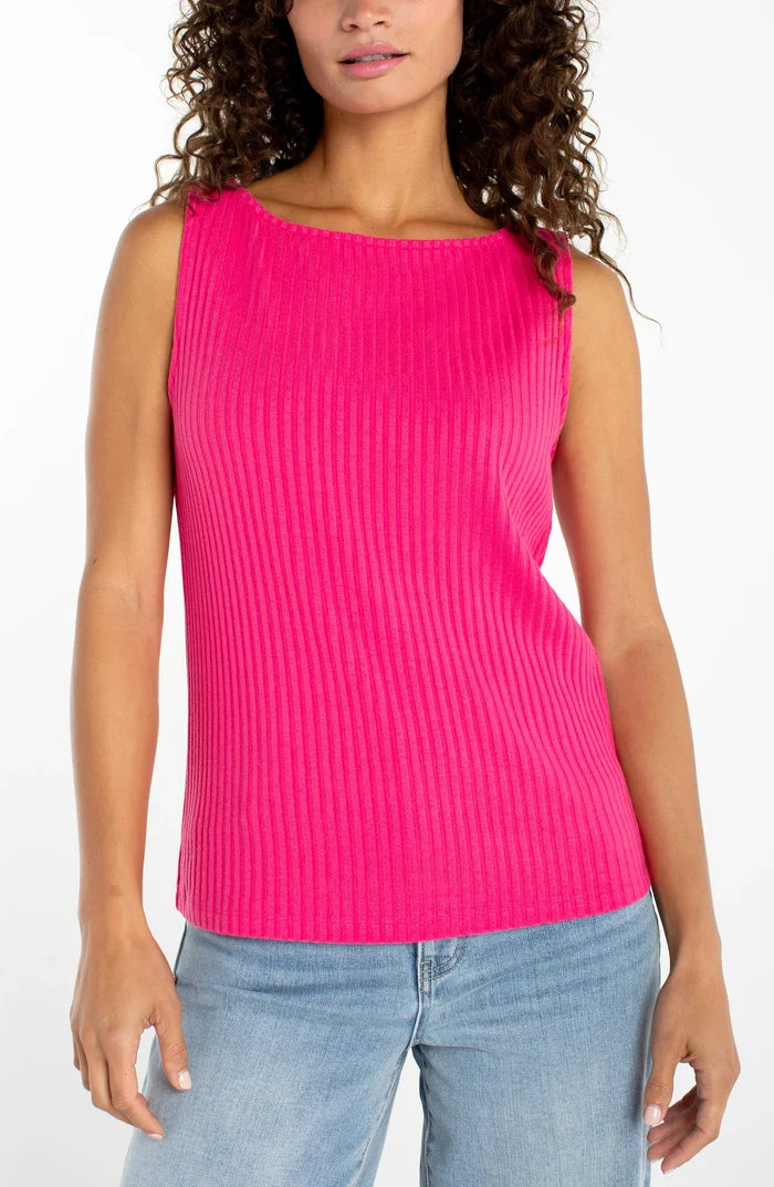Boat Neck Rib Knit in Diva Pink - Madison's Niche