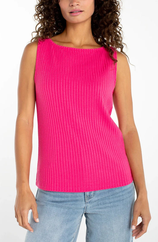 Boat Neck Rib Knit in Diva Pink - Madison's Niche