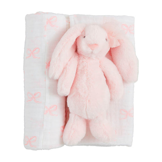Bow Bunny Swaddle & Rattle - Madison's Niche