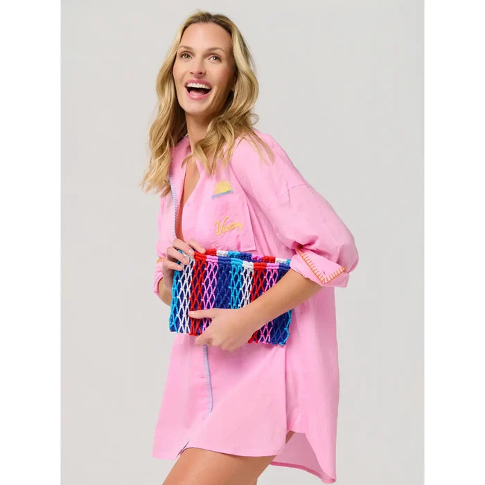 Braziliana Zip Pouch in Blue - Madison's Niche