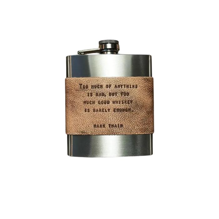 Brown Leather Quote Flasks - Madison's Niche