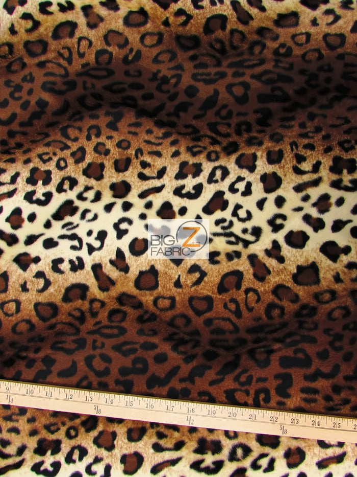 Brown/Light Brown Velboa Leopard Animal Short Pile Fabric / Sold By The Yard||color:Light Brown Leopard