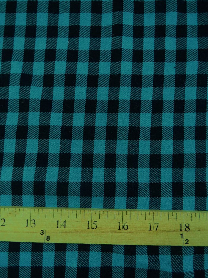Buffalo Plaid Flannel Fabric Turquoise/Black