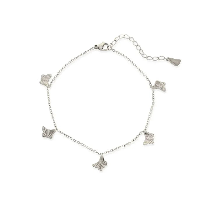 Butterfly Anklet in Silver - Madison's Niche