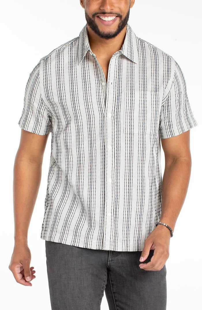 Button Up Shirt in Off White Navy - Madison's Niche