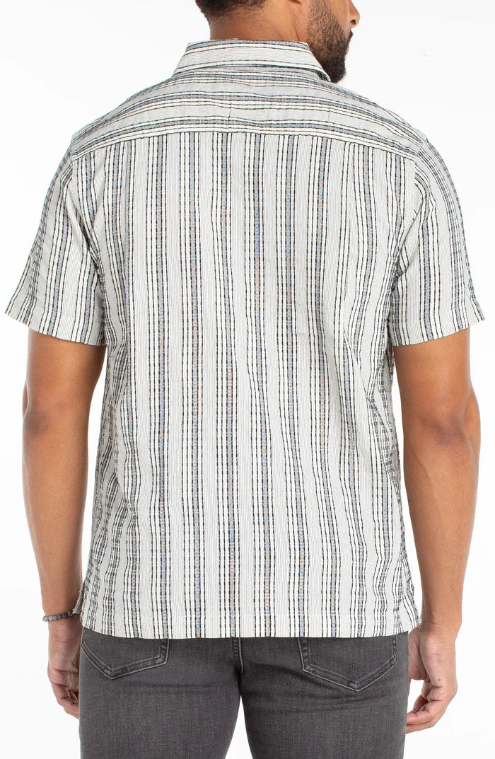 Button Up Shirt in Off White Navy - Madison's Niche