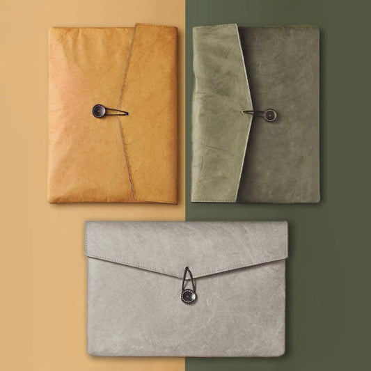 Three colors of Buttoned Envelope Laptop Sleeve shown together, , great for everyday carry and travel.