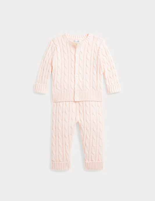 Cable-Knit Cable Knit Set in Morning Pink - Madison's Niche