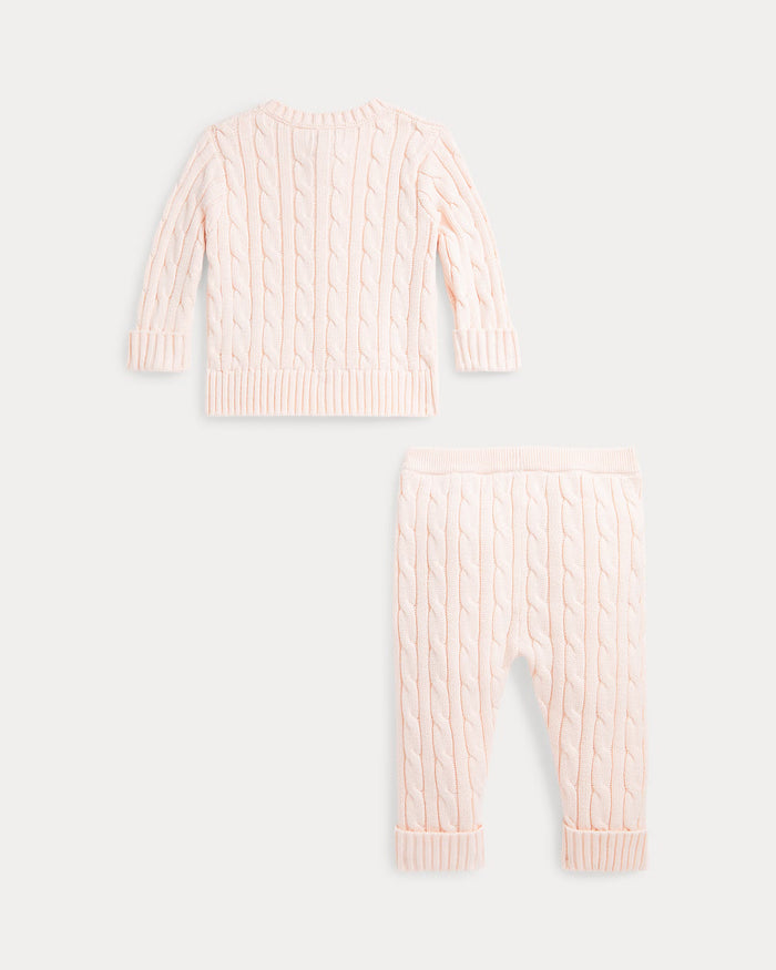 Cable-Knit Cable Knit Set in Morning Pink - Madison's Niche