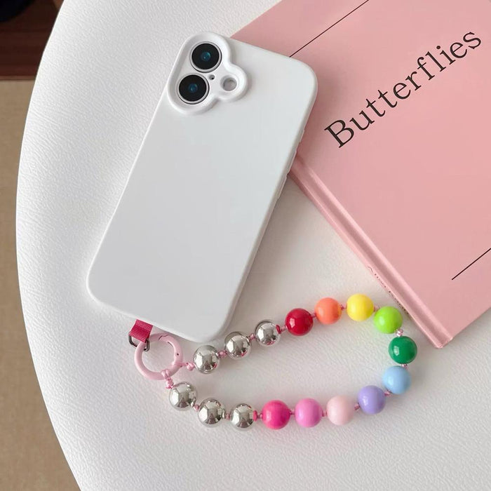 Flat lay of Candy Bead Phone Charm on a white phone case, great for everyday styling and gifting.