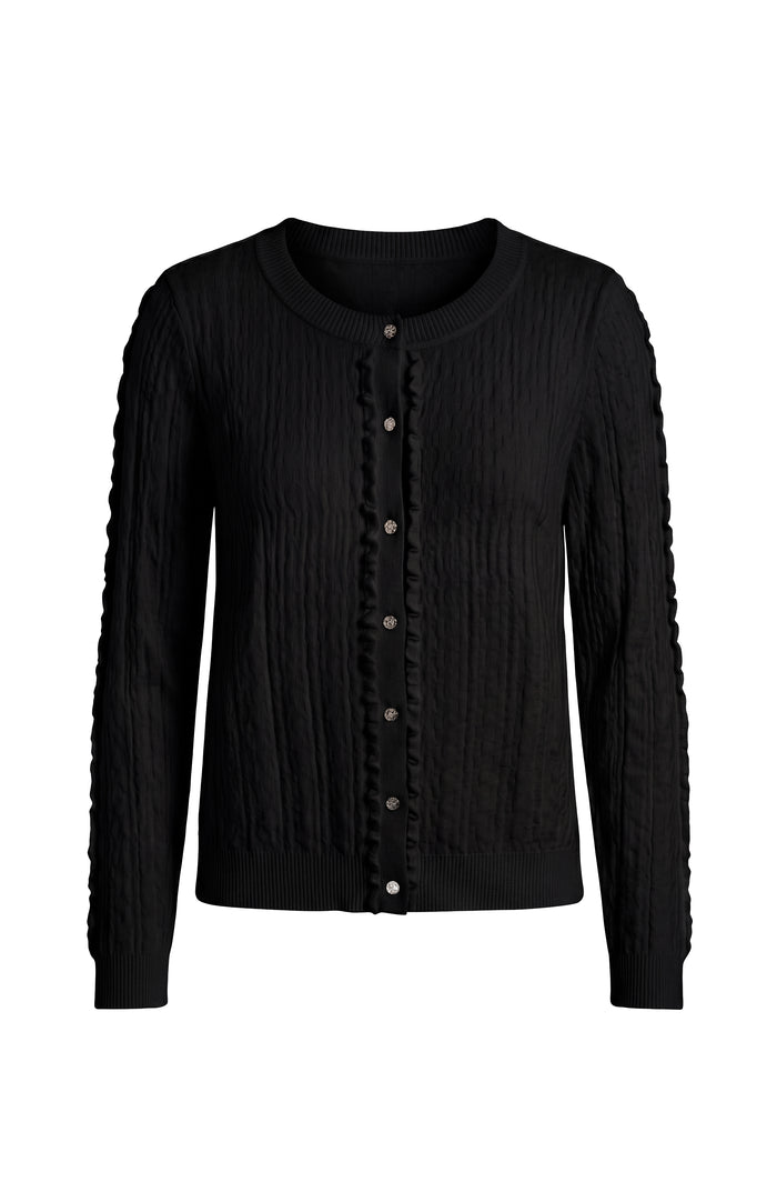 Cardigan with Ruffles in Black