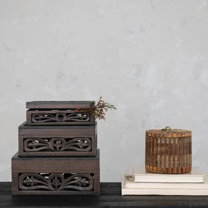 Carved Mango Wood Box - Madison's Niche