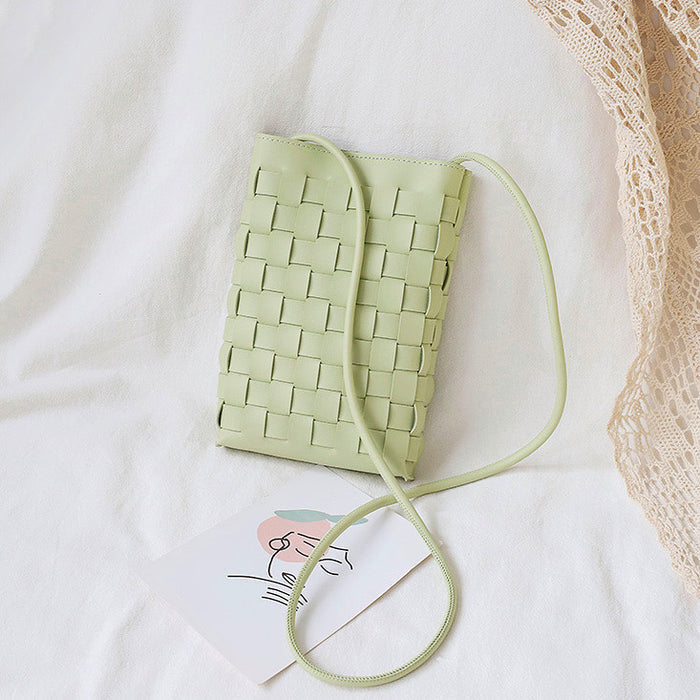 Front view of Cassette Crossbody Bag in light green, ideal for errands and gifting.