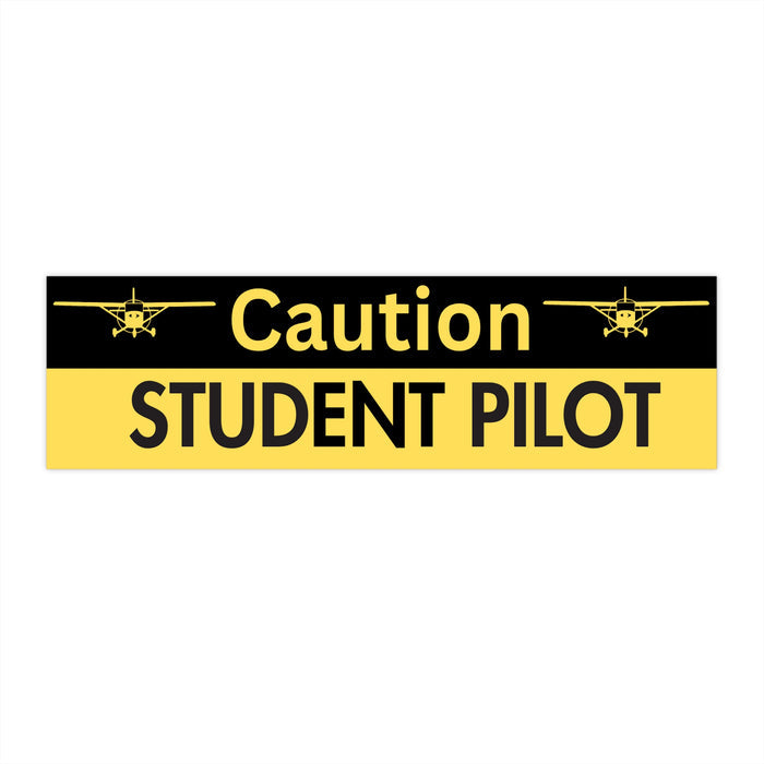 Caution Student Pilot Bumper Sticker — Yellow Safety Decal for Learner Pilots