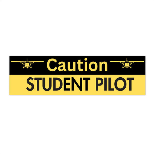 Caution Student Pilot Bumper Sticker — Yellow Safety Decal for Learner Pilots