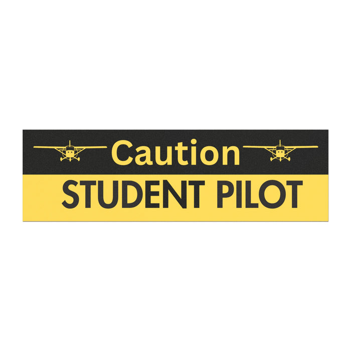 Caution Student Pilot Car Magnet — Yellow/Black Safety Decal for New Aviators