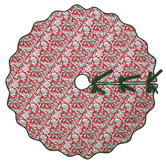 Christmas Block Print Tree Skirt