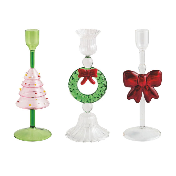 Christmas Glass Taper Holder