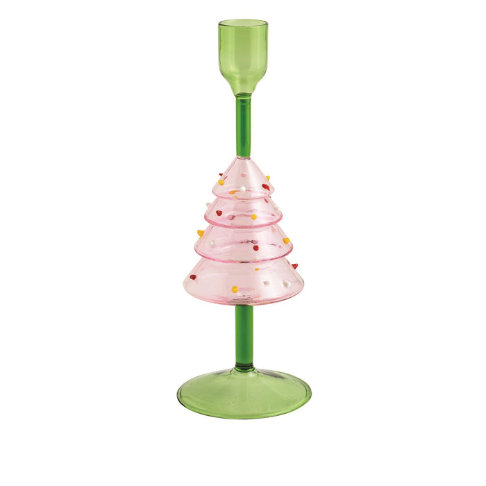 Christmas Glass Taper Holder