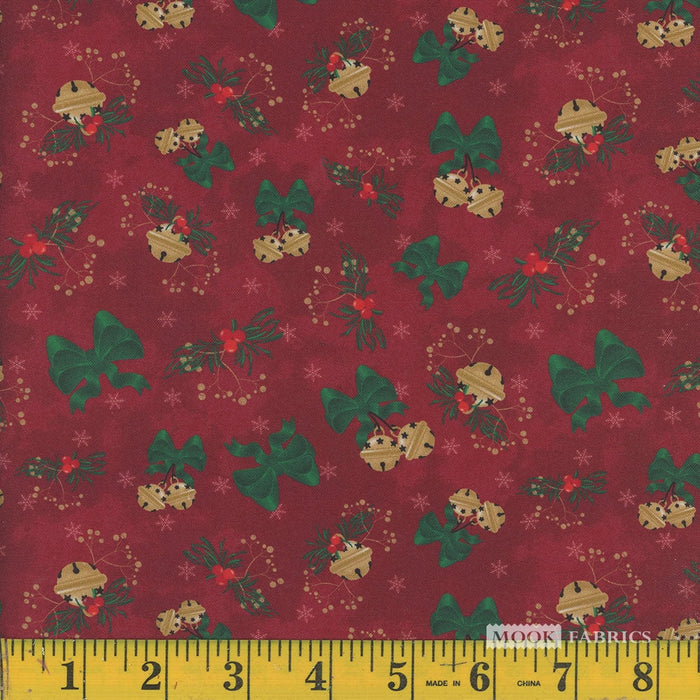 Christmas Jingle Bells on Red 100% Cotton Price per yard