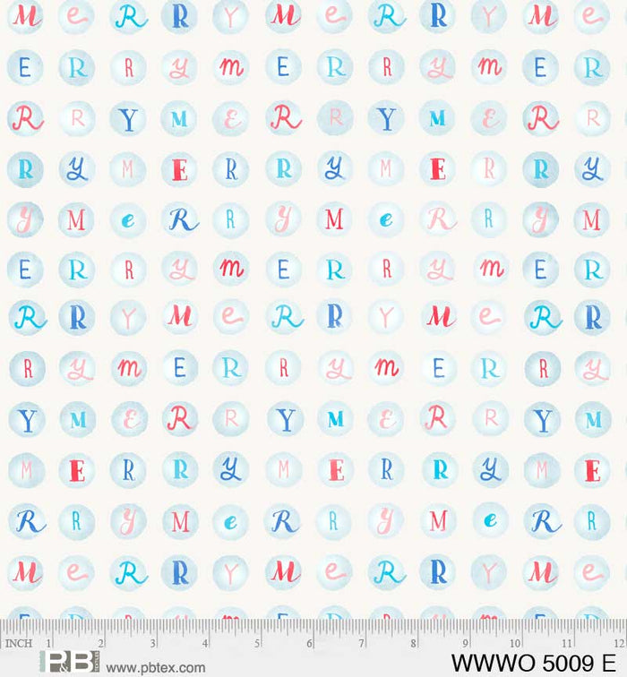 Christmas Merry Letters on White 100% Cotton Fabric Price per Yard
