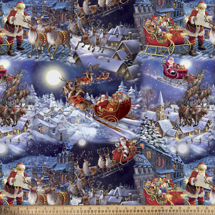 Christmas Santas Sleigh on Blue