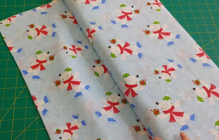 Christmas Skating Polar Bears on Blue 100% Cotton Price per Yard