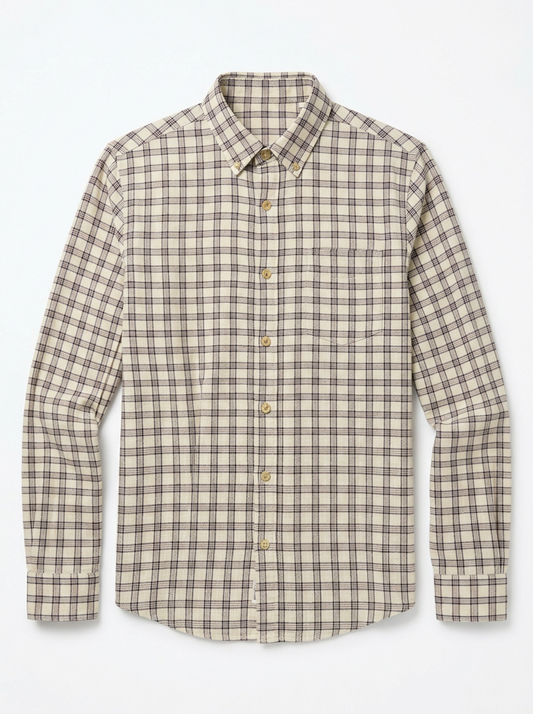 Class Stretch Selvage Shirt in White Navy Check