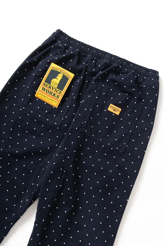 Classic Chef Pants - Navy Polka Dot