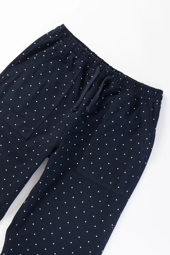 Classic Chef Pants - Navy Polka Dot