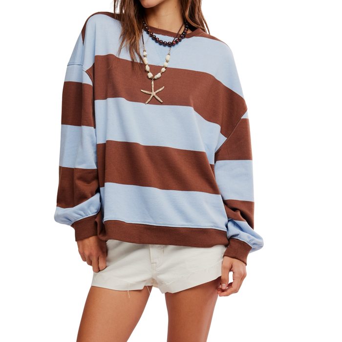 Classic Striped Crewneck in Perowinkle - Madison's Niche
