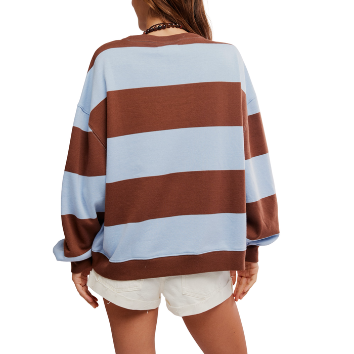 Classic Striped Crewneck in Perowinkle - Madison's Niche