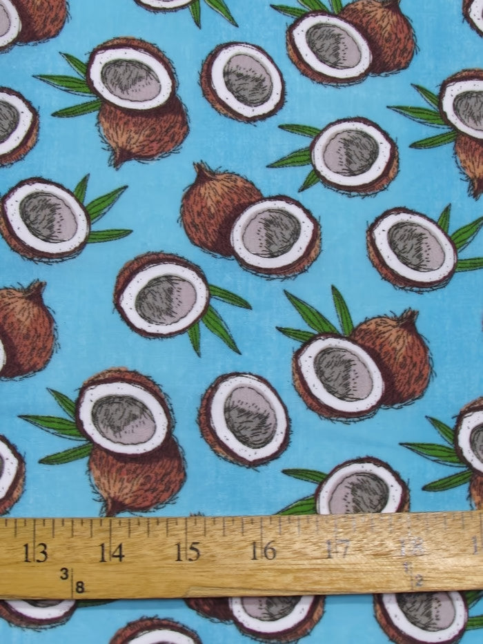 Coconut Turquoise Cotton Polyester Fabric