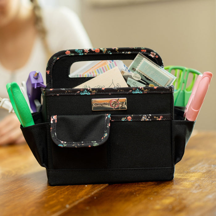 Collapsible Desktop Craft Caddy, Black & Floral