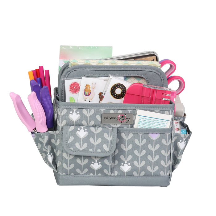 Collapsible Desktop Craft Caddy, Purple Flowers