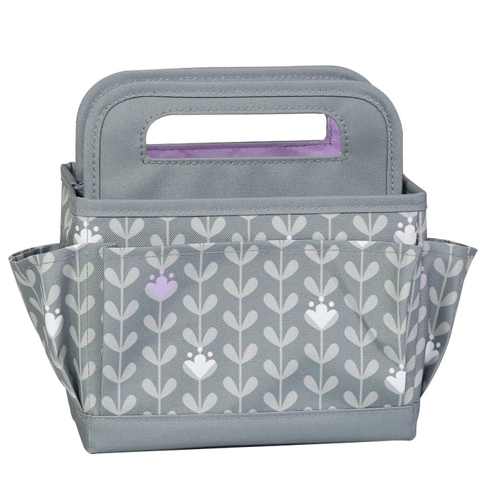 Collapsible Desktop Craft Caddy, Purple Flowers