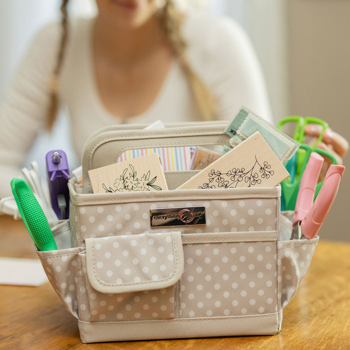 Collapsible Desktop Craft Caddy, Tan Dot