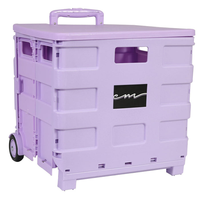 Collapsible Plastic Rolling Craft Cart, Purple
