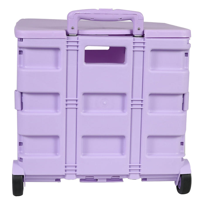 Collapsible Plastic Rolling Craft Cart, Purple