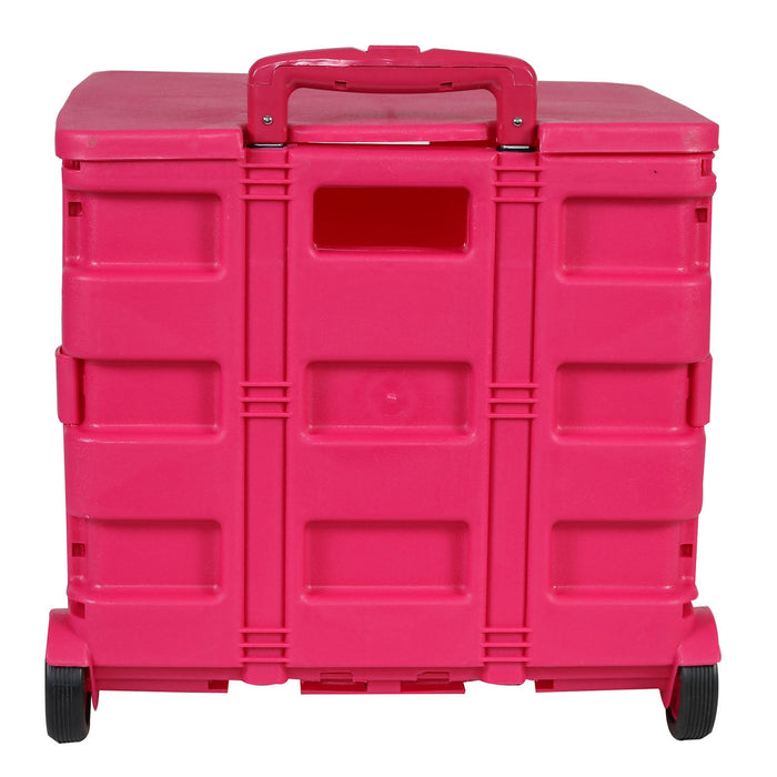 Collapsible Rolling Craft Cart with Lid – Pink