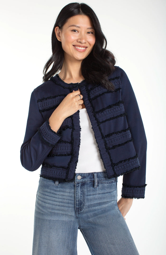 Collarless Jacket with Fray - Madison's Niche