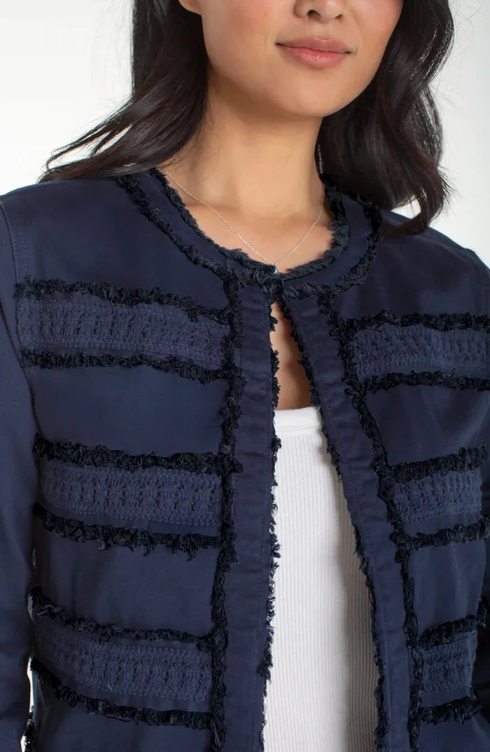 Collarless Jacket with Fray - Madison's Niche