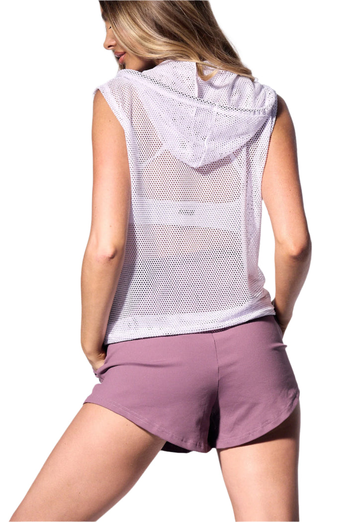 Come Away With Me Hooded Vest | white/black zipper