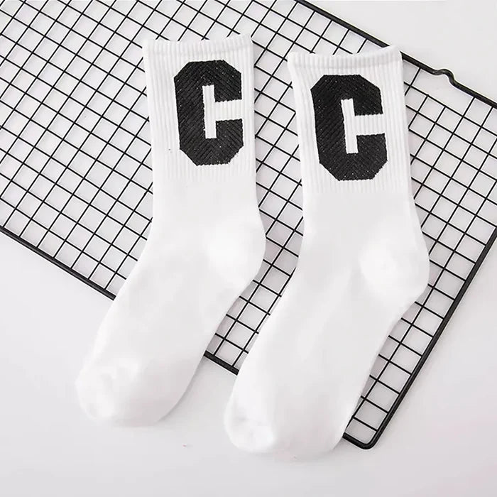 Angled view of Cool C Socks in white, great for daily wear and lounging.