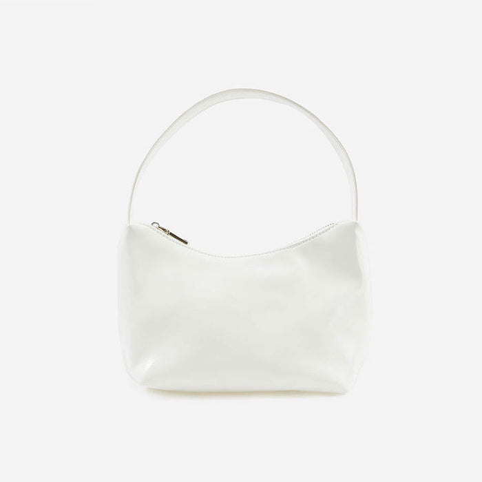 Front view of Cool Patent Leather Shoulder Bag in white, ideal for errands and gifting.