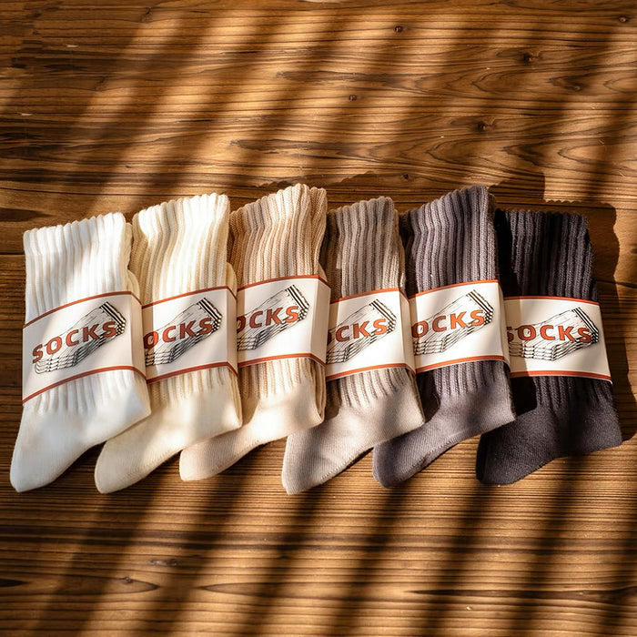 Angled view of  6 pairs of Cotton Slouch Socks, great for daily wear and lounging.