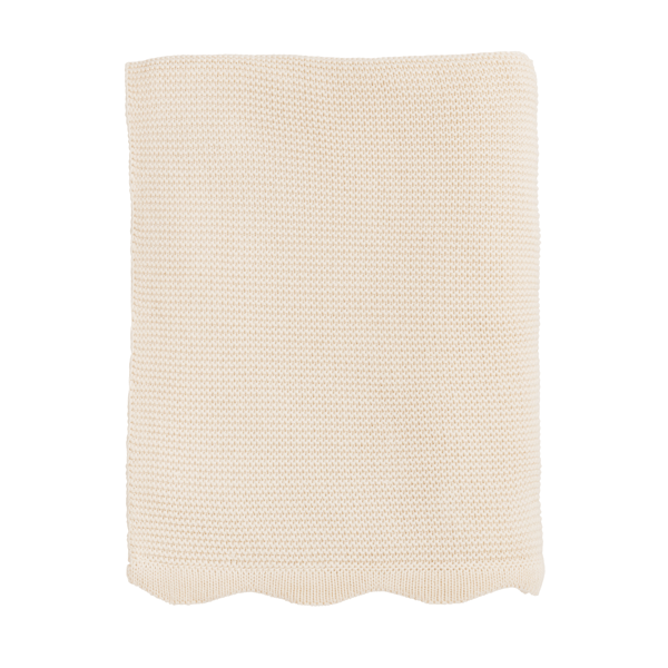 Cream Scalloped Throw Blanket - Madison's Niche